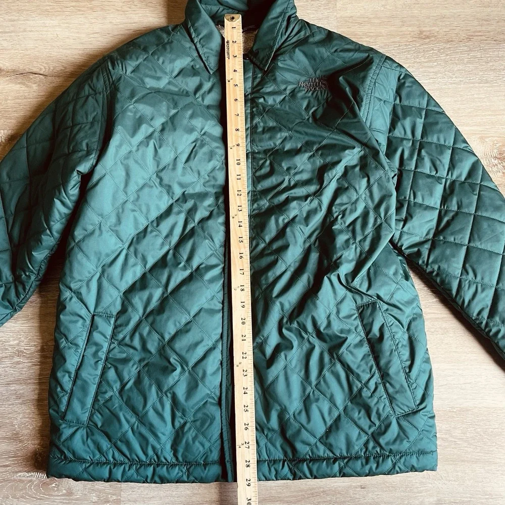 The North Face Jacket Mens Medium Green Quilted Snap Front Sherpa Lined Puffer